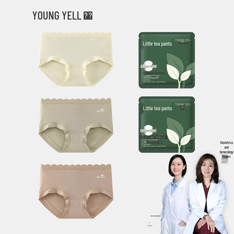 YOUNGYELL Women's Modal Seamless Mid-Waist 3-Pack Briefs with Antibacterial Cotton Crotch