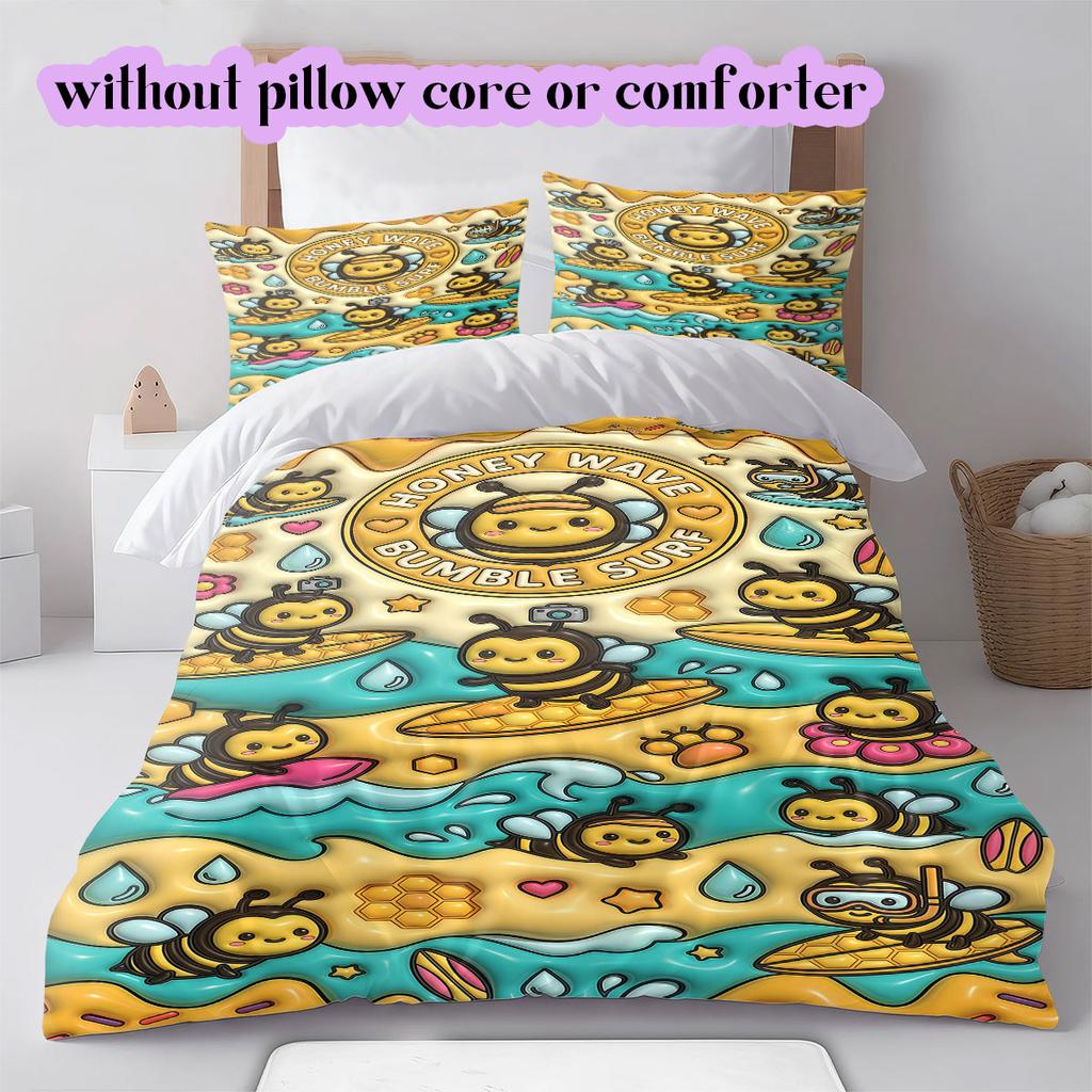 Cute animals surfing Pattern Bedding,Quilt Set Quilt Cover Pillowcase Home Birthday Gift (1*duvet cover+2*pillowcase,without core)