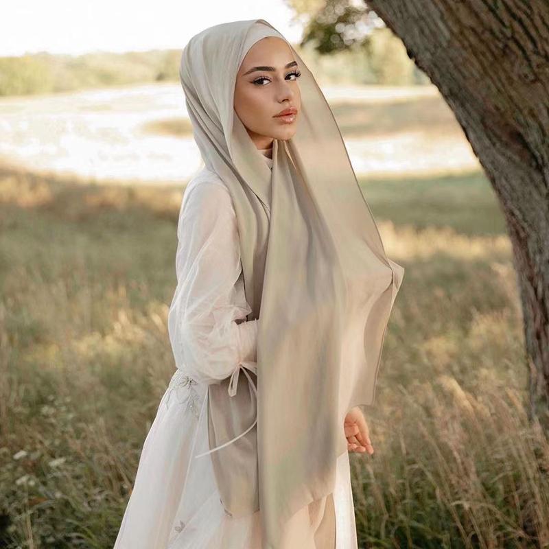 Women Muslim Chiffon Hijab Scarf Shawls Modal Cotton Jersey Hijabs Plain Soft for Ramadan Lady Voile Head Wraps Islamic Turban