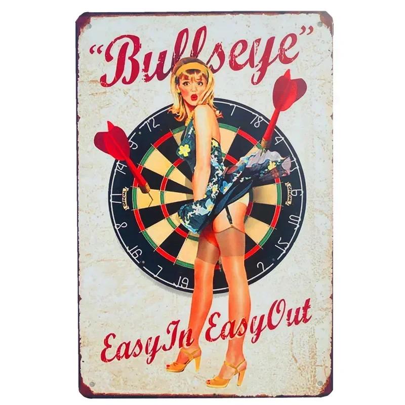 Pin Up Girl Metal Tin Signs Vintage Wall Art Painting Bar Pub Cafe Shop Home Decor Sexy Lady Poster Plate Plaque