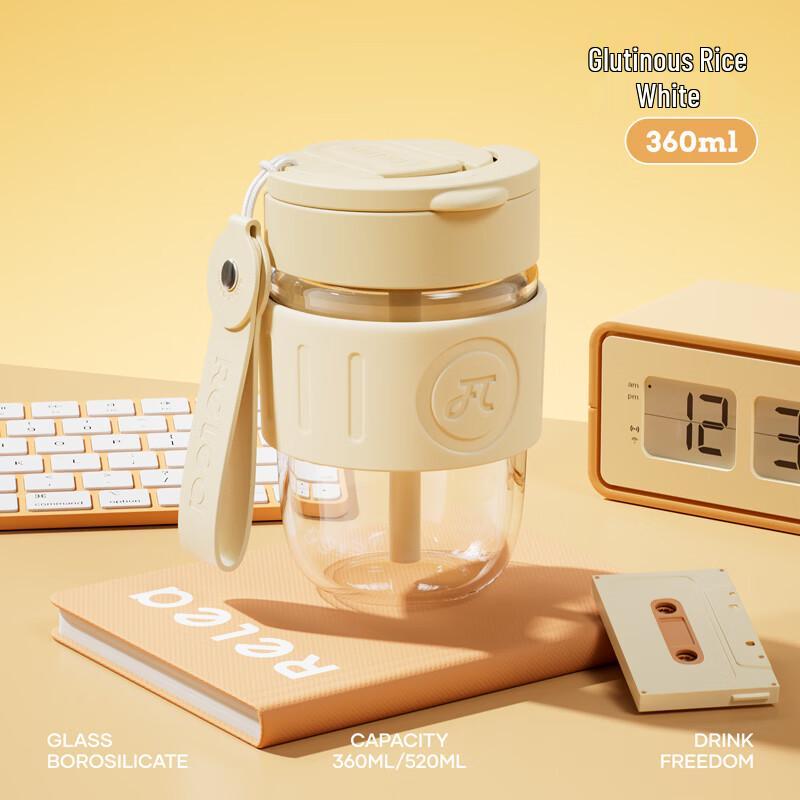 RELEA Aesthetic Glass Tumbler with Straw & Lanyard