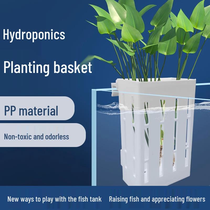 Aquatic Plant Basket: Wall-Mounted Hydroponic Cup for Fish Tanks - "Little Peng Says" Décor Accessory