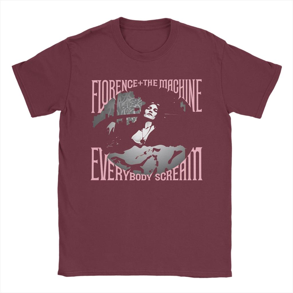Florence The Machine Everybody Scream Tour Crazy Cotton Tee Shirt Short Sleeve T Shirt Crewneck Clothing Big Size