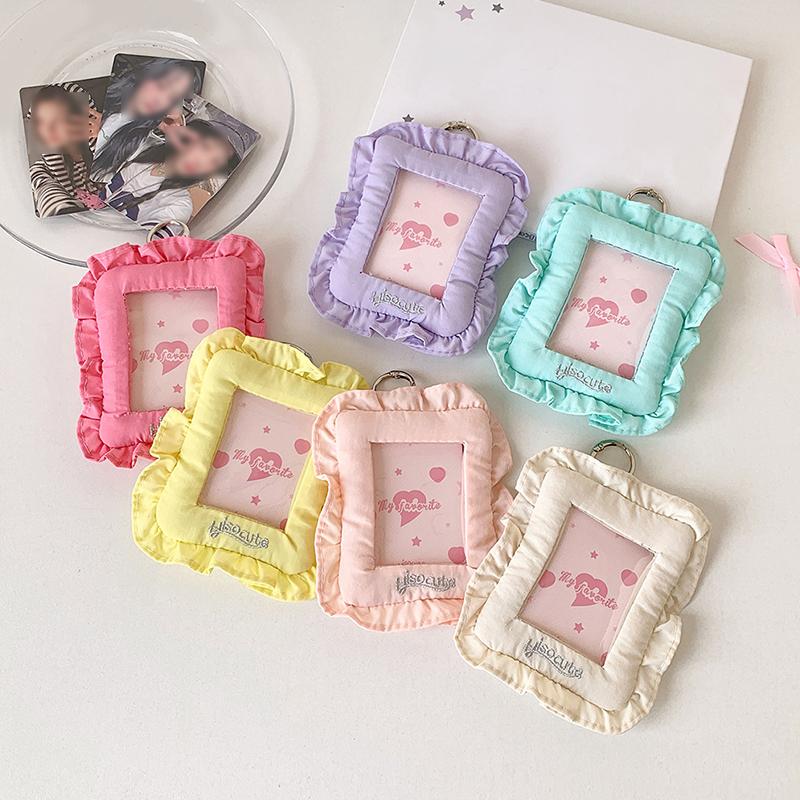 1PC Card Holder Sweet Pillow Shaped Korean Girl Photo Card Case Cute Photocard Holder Keychain Holder Photocard Ins Style 6 Colors
