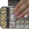 1pc of 6-compartment Metal Bow Rhinestone and Steel Bead 3D Nail Art, Nail Decoration, Holiday Gift.