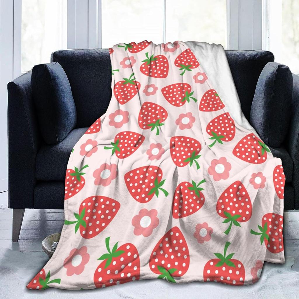 Verse Vruchten Plaid Druif Sinaasappel Aardbei Patroon Flanellen Deken Zacht Lichtgewicht voor Bed Bank Sofa King Queen Maat