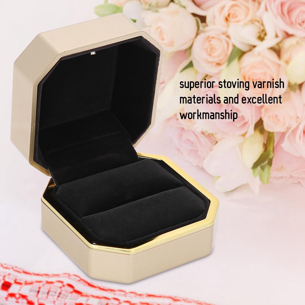 Luxuriöse Schmuckschatulle für Ringe, Anhänger und Halsketten, Hochzeitsgeschenk mit LED-Licht für den Heiratsantrag (Ringschachtel)