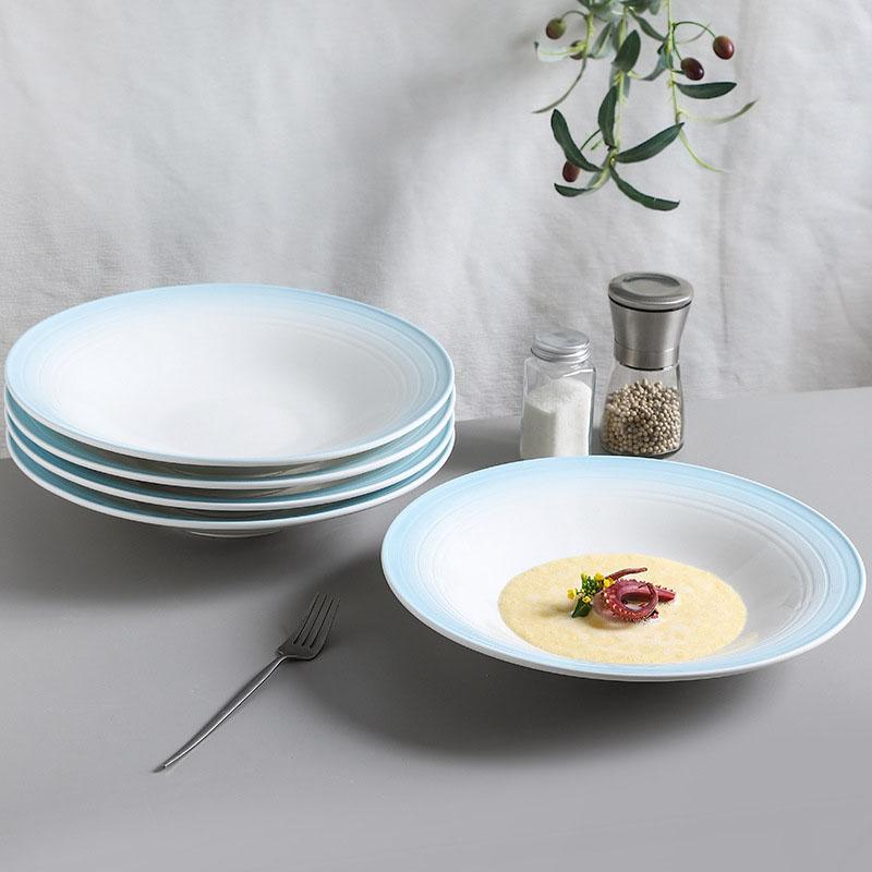 Velký talíř kulatý polévkový talíř hotelový podglazurně barevný porcelán stolní nádobí speciální keramický velký talíř talíř kreativní stolní nádobí