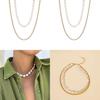 Trendy Gold Alloy Multi-layered Pearl Necklace Unique Geometric Design For Women