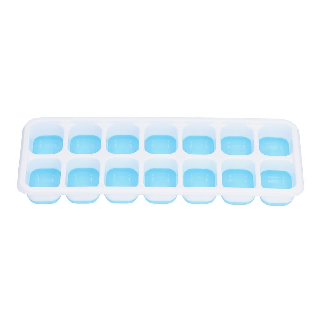 Ice Cube Tray Food Grade Plastic Silicone Ice Mold with Removable Lid for CocktailBlue