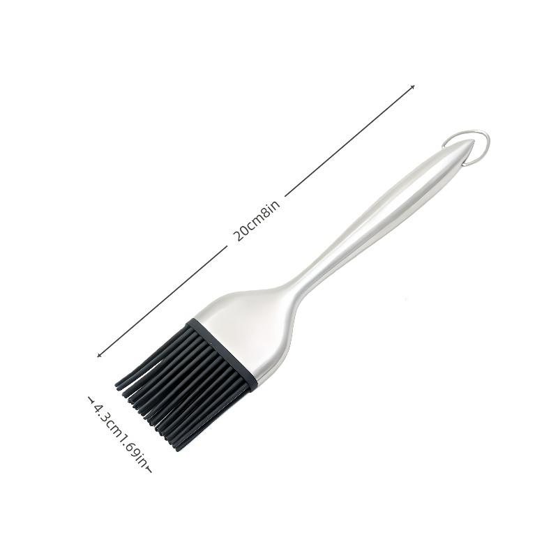 Heavy Duty Basting Brush, Stainless Steel & Heat Resistant Silicone for Grilling Baking BBQ - Non-Stick Easy Clean with Handle