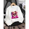 Kids Crewneck Sweatshirt, Cute Dog with Pink Fur Bow & Glasses Graphic Print,Spring Autumn Casual Sport Tops