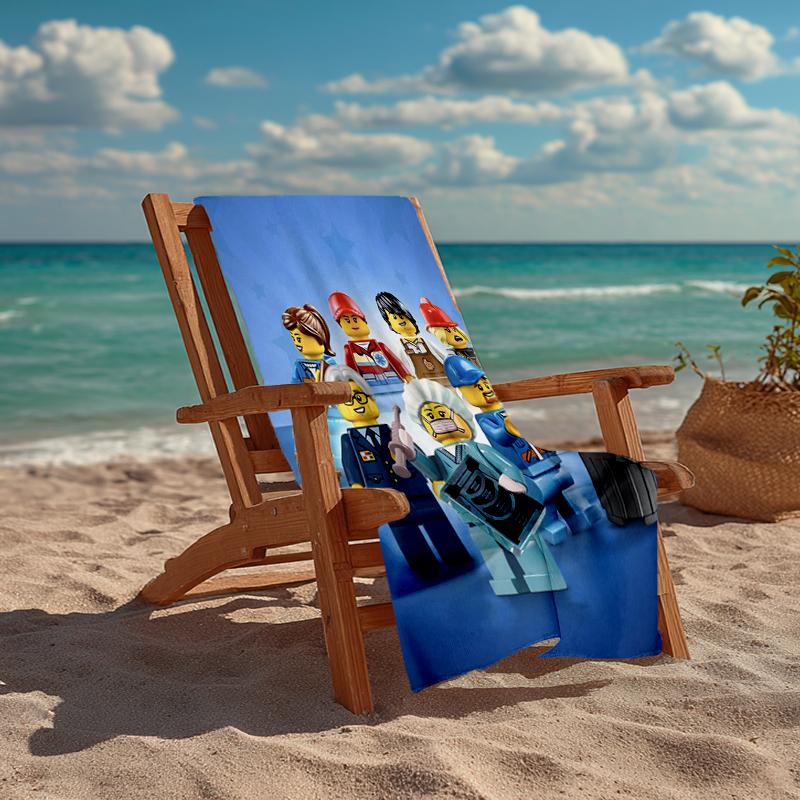 Ultra-Soft Beach Towel with Lego Theme,Ideal for Pool - Camping, Diving - Perfect Travel Essential, Vibrant Beach Towel.