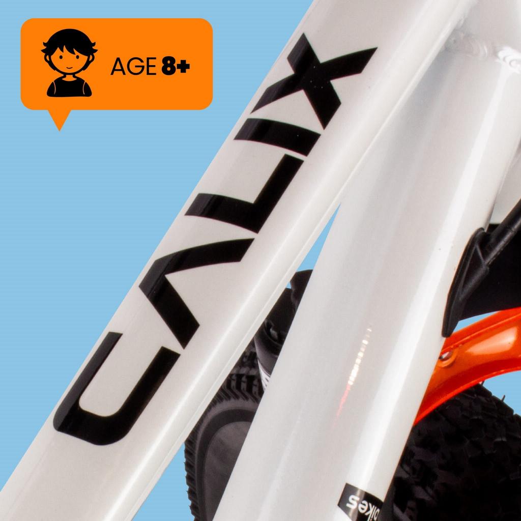 Rower Młodzieżowy Górski Mtb 24 Cale Dla Chłopca Dziewczynki Na Komunię Shimano 7 Biegów Z Amortyzatorem Szerokie Opony Calix Biały Niebieski