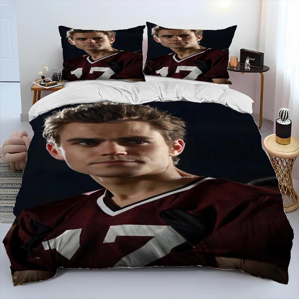 Horror Vampire Fan Bedding Sets 2-Piece Soft Microfibre Duvet Cover, 3D Movie Character Stefan Damon Comforter Set Birthday Gift 100×135cm&Duvet Cover