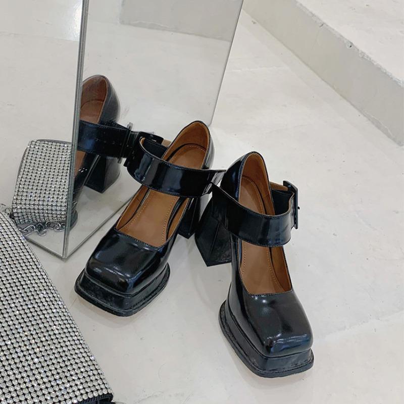 2024 New Retro Mary Jane High Heels Women Shoes Fashion Chunky Heel Pumps Platform Ankle Buckle Japanese Uniform Ladies Shoes