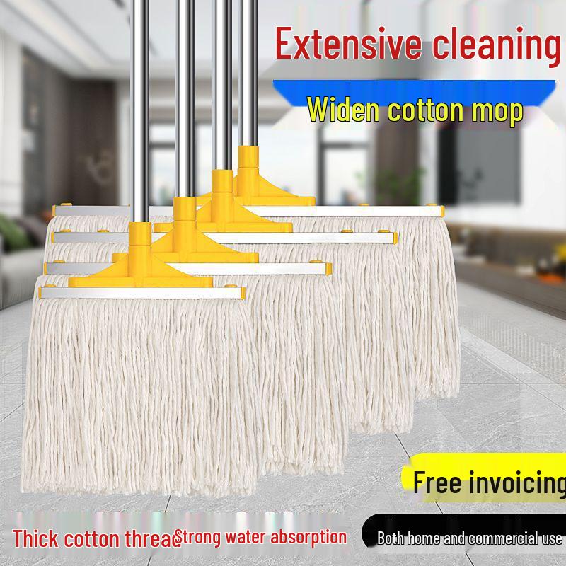 Stainless Steel Cotton Mop with Thickened Dual Use for Dry and Wet Mopping - Extended Long-Handle Broom for Home or Office Cleaning.
