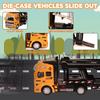 Construction Toys Cars 7pcs Set 1:48 Carrier Truck Kids Play Vehicles for 2 3 4 Year Old Boys Pull Back Alloy Transport Car