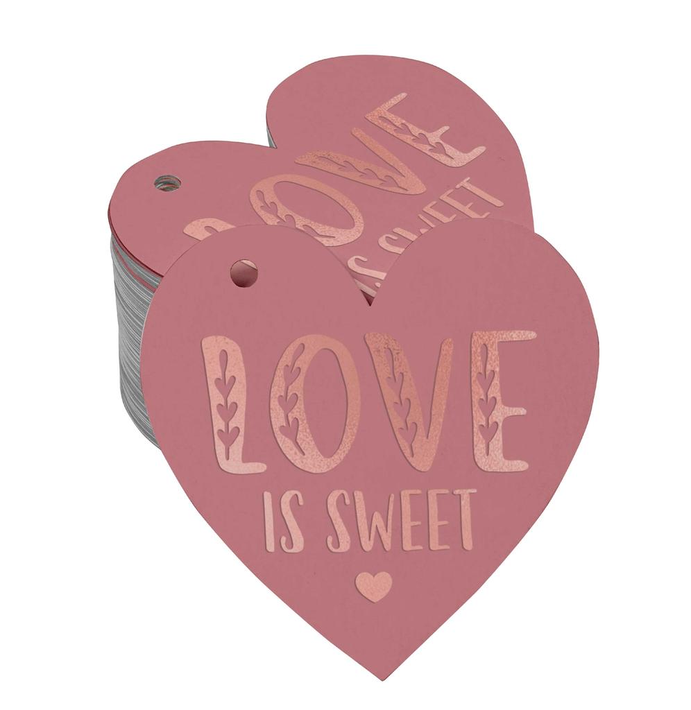 Inkdotpot 100 Pack Real Silver Foil Paper Tag Love Is Sweet Wedding Favor Hang