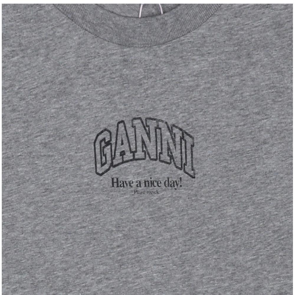 Ganni Damen Kurzarm-T-Shirt Essential Logo A1050057 920