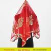Red Xiuhe Summer Bridal Dress with Semi-Transparent Veil and Head Covering
