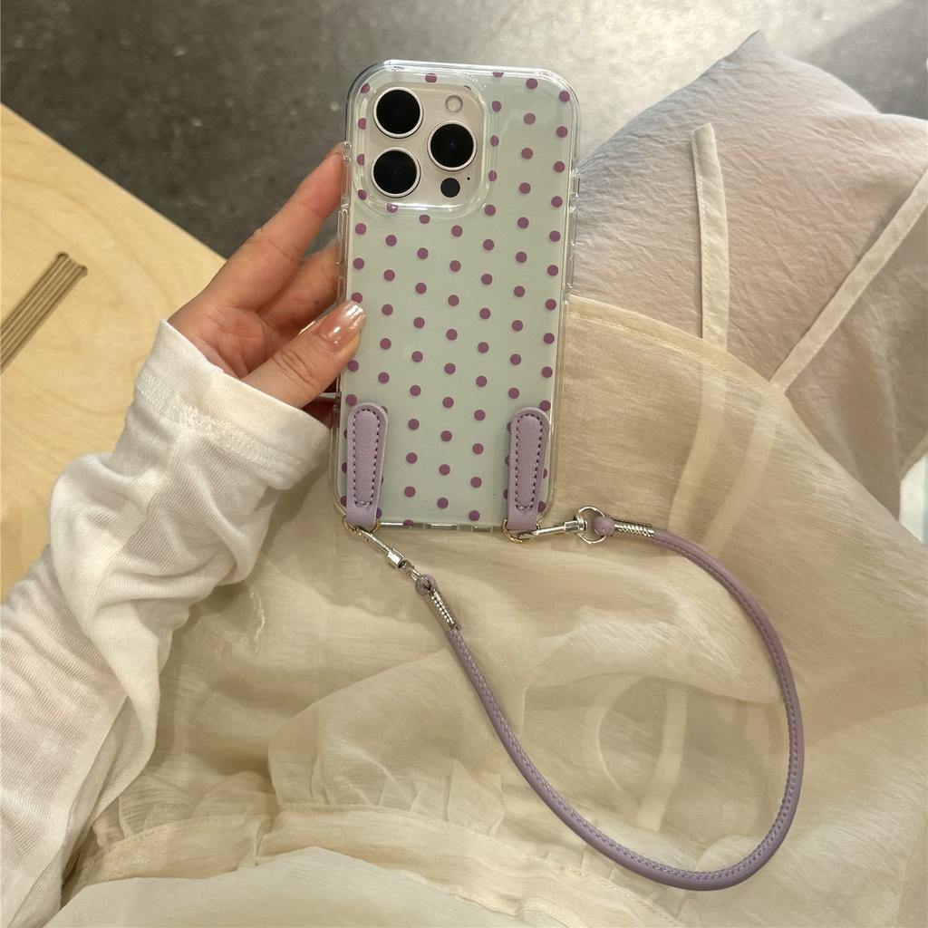 Gentle Polka Dots for iPhone 11promax Mobile Phone Case 11pro Niche 11 Anti-drop 11 Korean Belt Lanyard