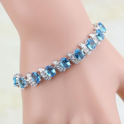 Braccialetti con ciondoli casuali Mystic Sky Blue Cubic Zirconia bianchi con zirconi cubici per braccialetto alla moda da donna