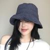 Quick-dry Plaid Sun Hat Curled Fisherman Caps Korean Plaid Bucket Cap  for Women
