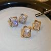 Irregular Bling Square Crystal Zircon Stud Earrings For Women Vintage Trend Quality Luxury Jewelry Party Gifts