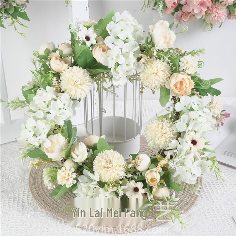 Forest Style Colorful Flower Wreath: Door Decoration & Photography Prop with Peony & Hydrangea - Perfect for Weddings & Shop Windows.