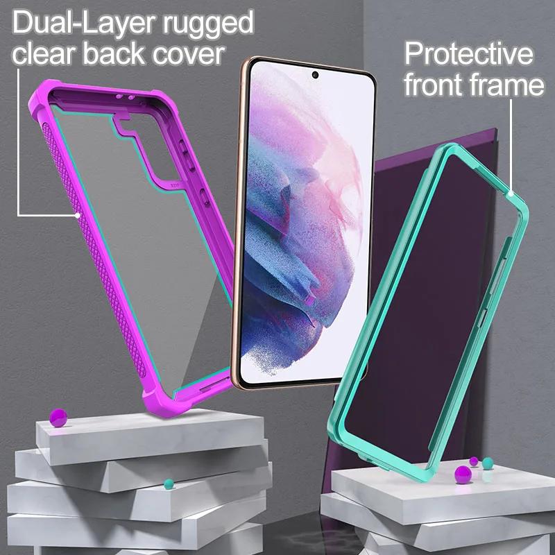 Custodia per Telefono Lussuosa Trasparente Antiurto Resistente per Samsung Galaxy S25 S24 S23 S22 S21 Ultra Plus S24FE S23FE Copertura a Doppio Strato