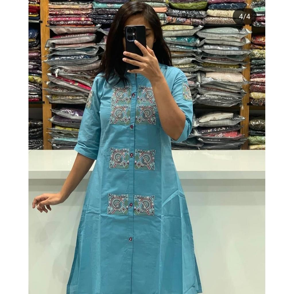 Indian Women Designer Kurta Pant Cord Set Bollywood Top Tunic Cotton Kurti Dress VSO-1735 C