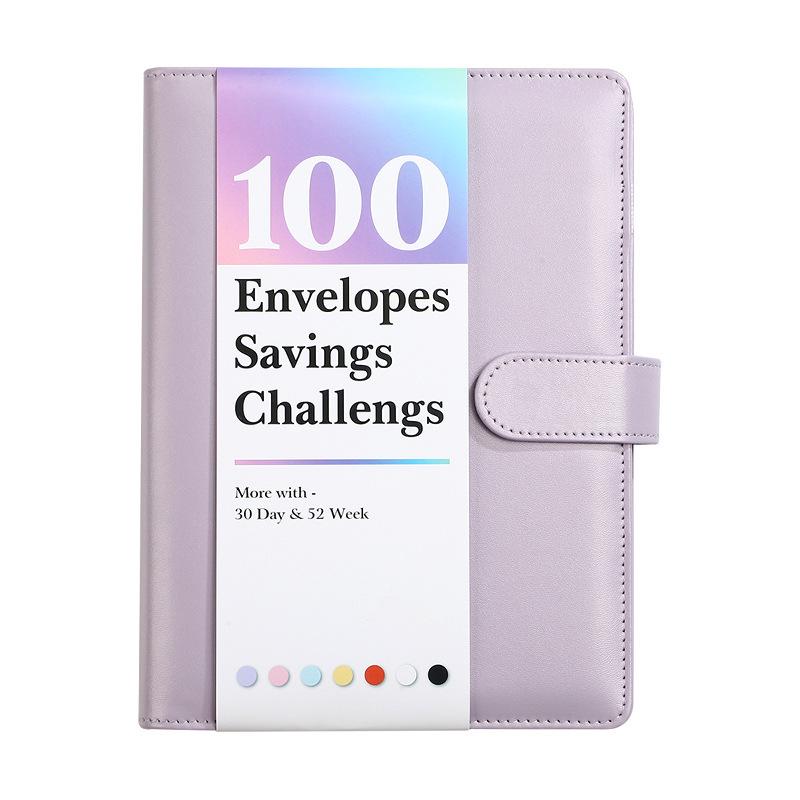 100-Day Envelope Challenge Loose-Leaf Notebook: PU Colored Savings Planner for Couples