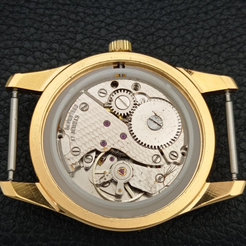 RELÓGIO MASCULINO SUÍÇO VINTAGE REFORMADO DE CORDA MANUAL COM MOSTRADOR AZUL a707407-1