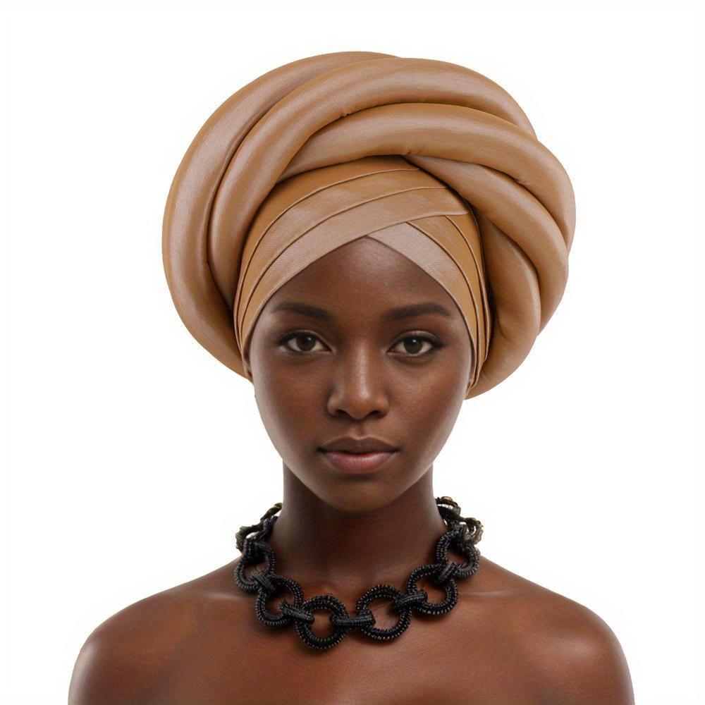 Turbante trenzado para mujer, pañuelo para la cabeza de seda cruda, sombrero, tocado de fiesta, turbante
