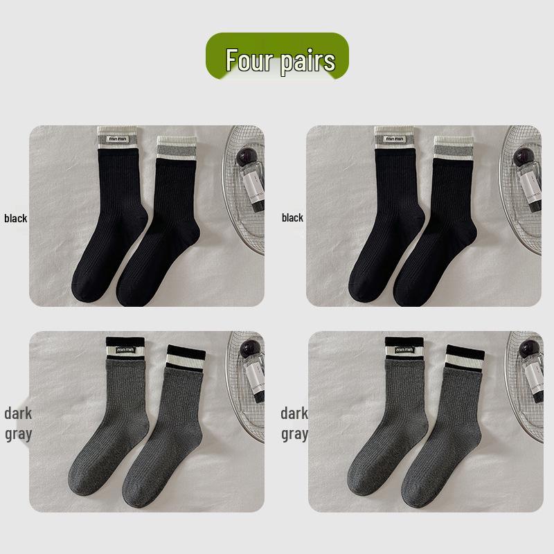 

Женские хлопковые носки до середины икры с присборкой - Балетный стиль Japanese Miu, Универсальные для осени/зимы One Size - Soft/Skin-Friendly