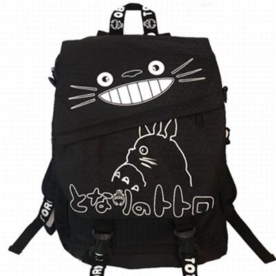 Ιαπωνία Anime Miyazaki Hayao Totoro Χαριτωμένο μαύρο καμβά κινουμένων σχεδίων για ενήλικες σχολική τσάντα πλάτης