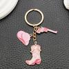 Pink Western Cowboy Style Alloy Keychain for Best Friends and Couples
