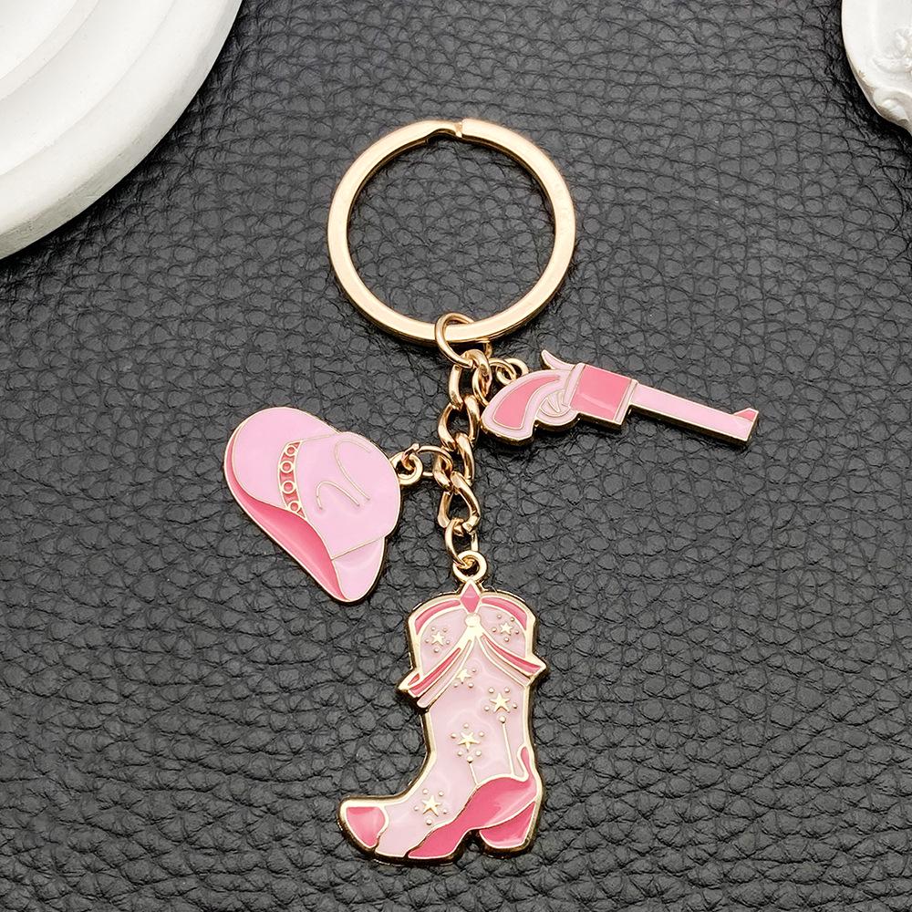 Pink Western Cowboy Style Alloy Keychain for Best Friends and Couples