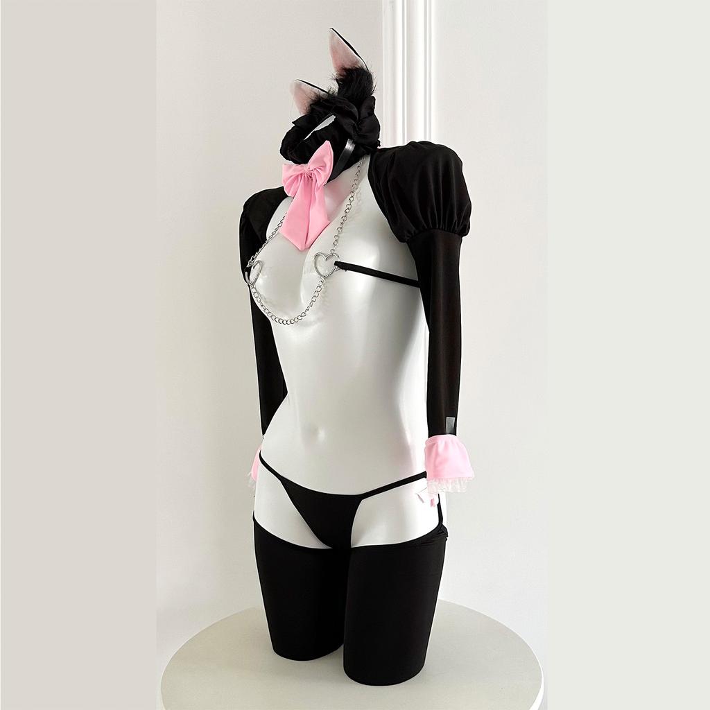 Quente Erótico Sexy Anime Gato Cosplay Uniforme Amor Corrente de Peito Fantasias Tentação Oco Sexy Roupa Pornô Para Mulheres