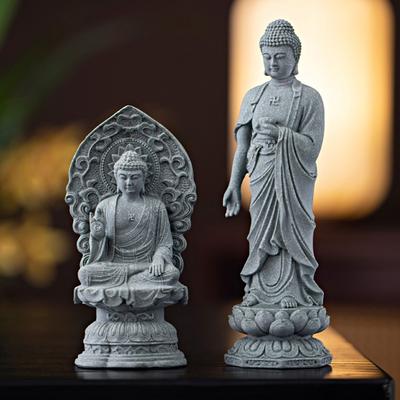 Sandstone Tathagata Guanyin Sculptures and Figurines Chinese Buddhist Figures Home Living Room Office Table Decoration Feng Shui