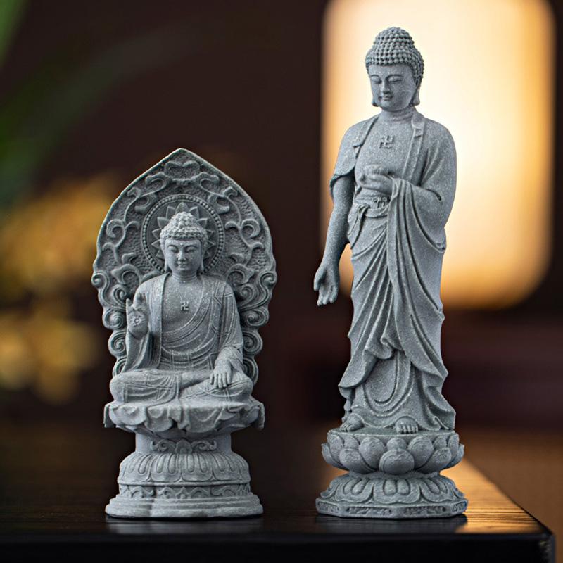 Piaskowiec Tathagata Guanyin rzeźby i figurki Chińskie figury buddyjskie Dekoracja stołu w domu salonie biurze feng shui