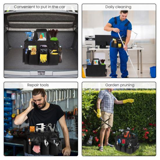 Tool Storage Bag with High-Density Nylon Waterproof Base Multiple Compartments Padded Shoulder Strap Tool Storage Pouch