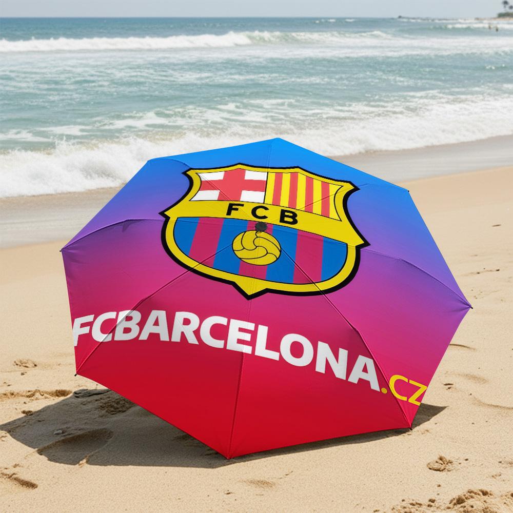 1 PC Automatic Folding Umbrella-Barcelona Football Club Pattern, Portable & Foldable Design with 8 Ribs, Christmas Birthday Gifts