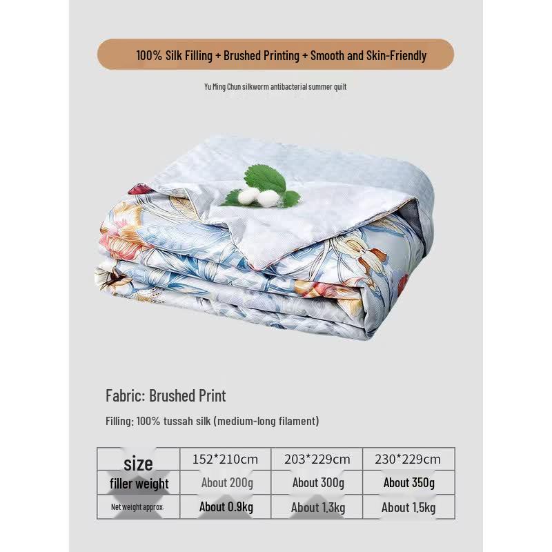 FUANNA 100% Mulberry Silk Antibacterial Summer Quilt