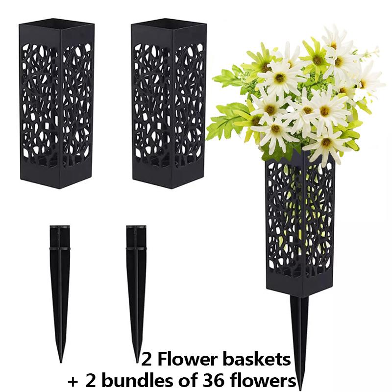 

Набор из 36 реалистичных искусственных хризантем и водных растений с 2 напольными корзинами для декора сада зелёный