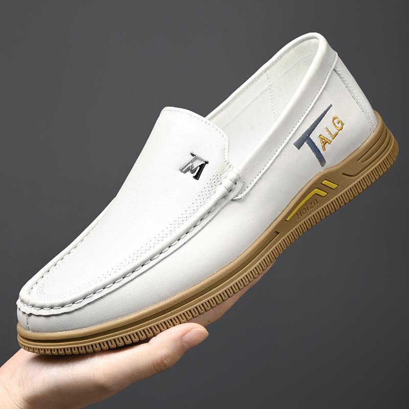 Autumn and winter new leather Doudou shoes one pedal breathable non-slip loafers business casual versatile dad shoes