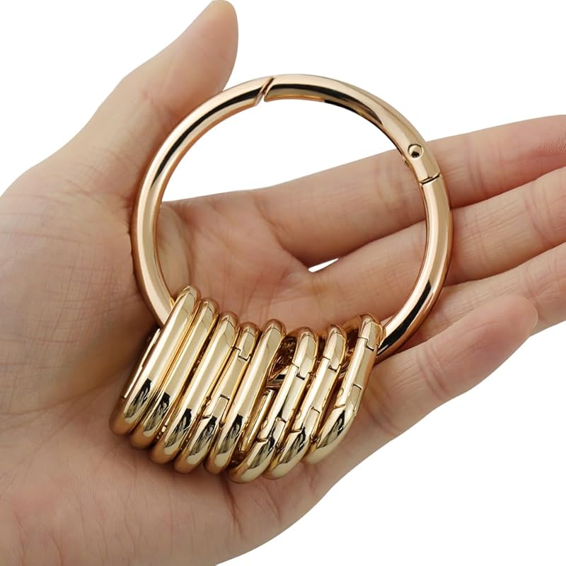 

[TANJUN] [1 piece + 8 pieces] Round key chain + oval keyring, management of scattered keys, car bike for bicycle keys lightweight key chain Preventing