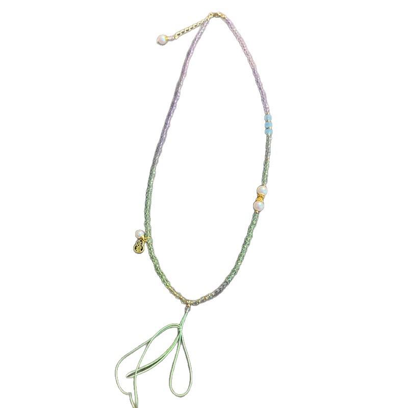 Colorful Handmade Asymmetrical Beaded Summer Necklace for Women