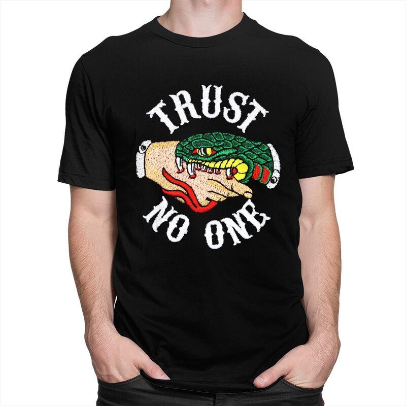 Custom Trust No One T Shirts for Men 100 Cotton Tees Tshirts ShortSleeve Fashion Tshirt